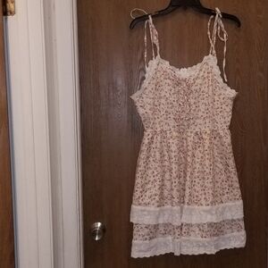 Mini Floral Lace Trim Dress